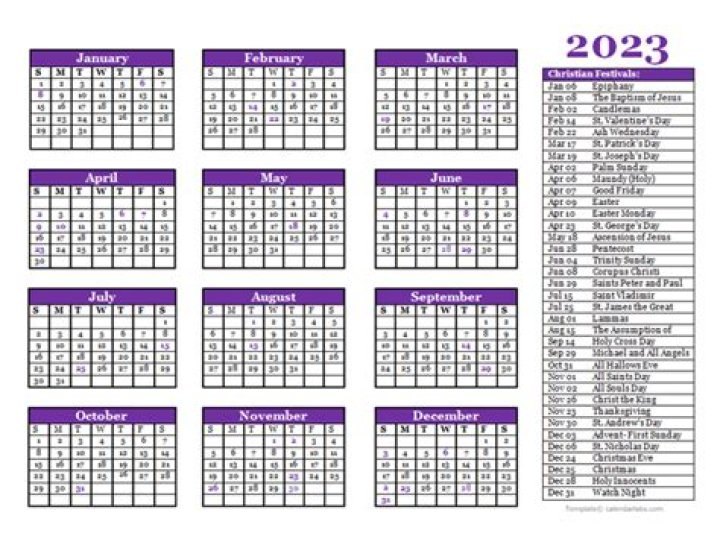 2023 Christian Festivals Calendar Template Free Print vrogue.co