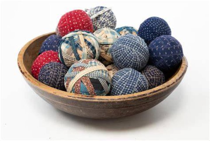 5 Carpet Balls in Bowl Victorian Era Porcelain Orbs Reproduction