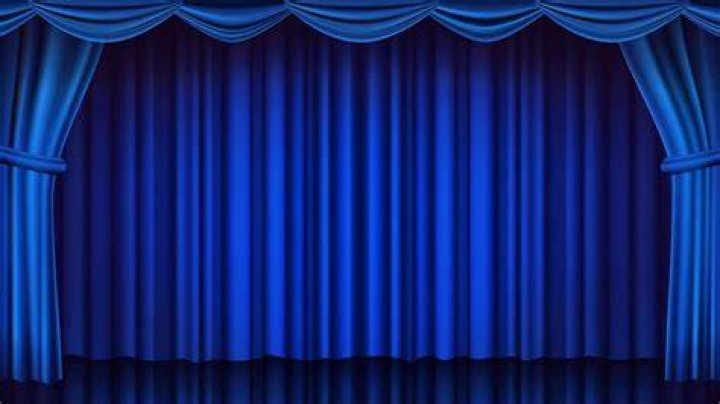 Blue Theater Curtain Vector. Theater, Opera Or Cinema Empty Silk Stage