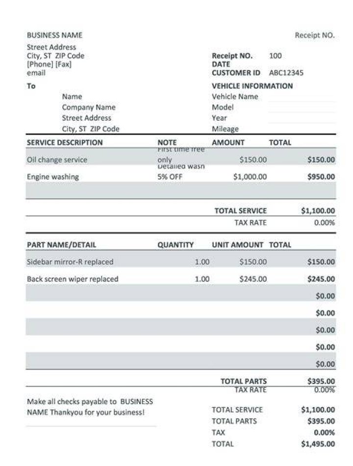 Car Shop Invoice Template Web No Matter How You Help Your Customers Get