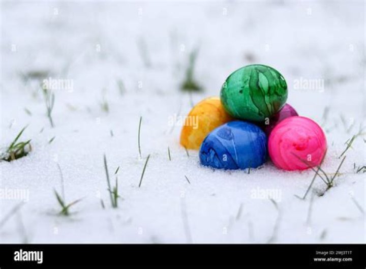 Easter Eggs in Snow stock image. Image of concept, colorful 24380395