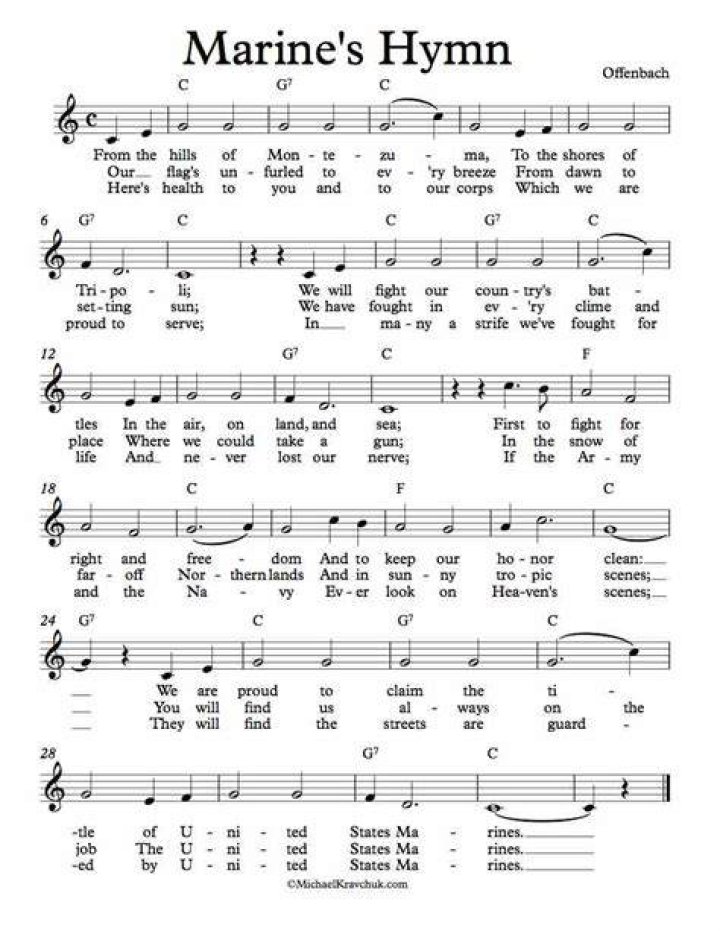 Free Lead Sheet Marines Hymn Michael Kravchuk