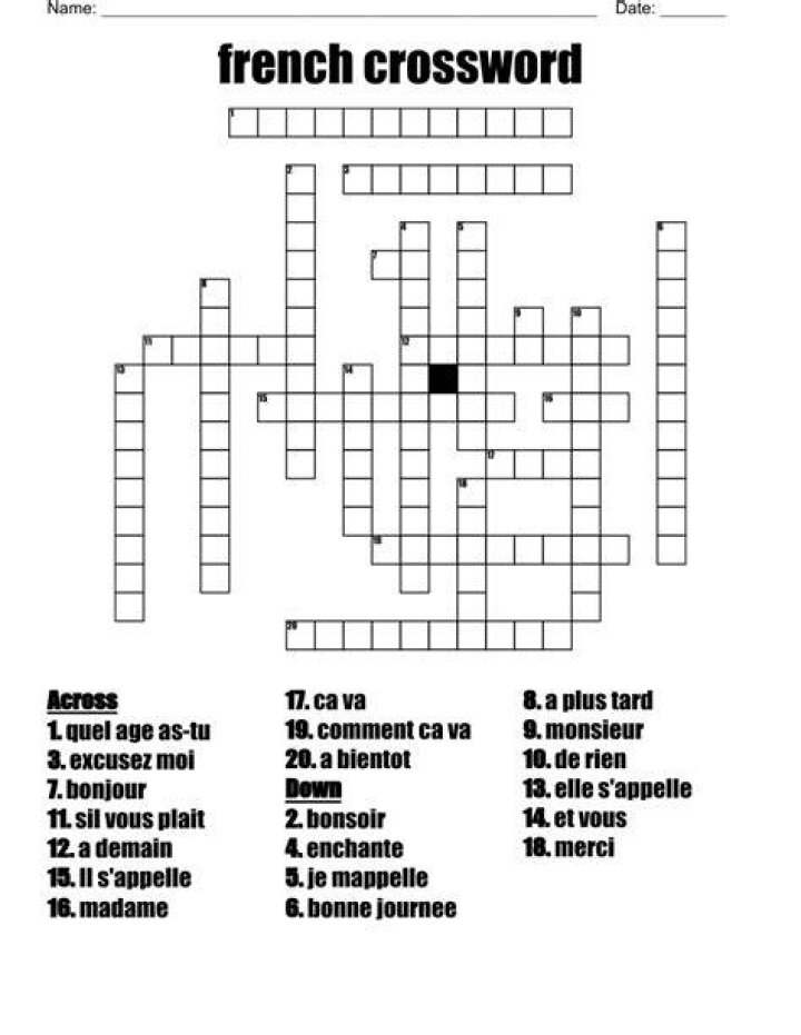 French Crossword WordMint