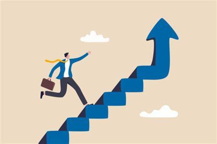 Improvement or career growth, stairway to success, growing or