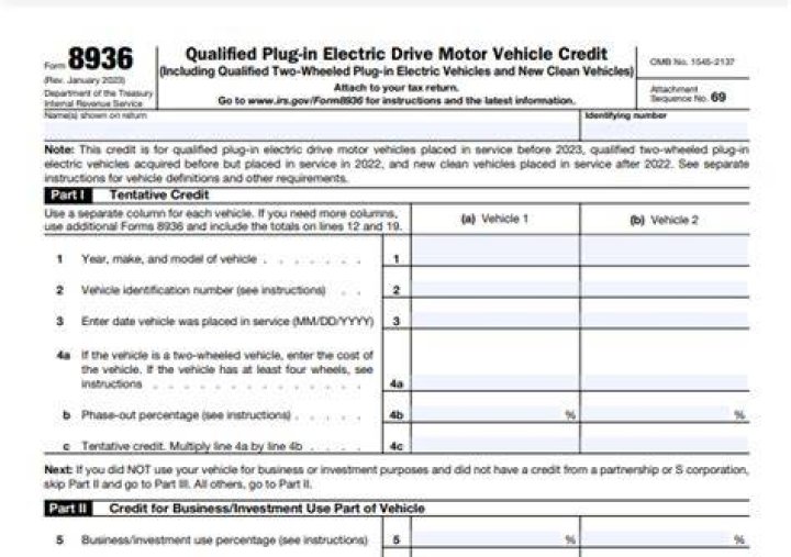 IRS Form 8936 Qualified EV Credit Form / Section Now Available in