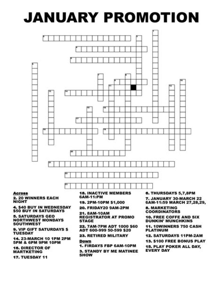 JANUARY PROMOTION Crossword WordMint