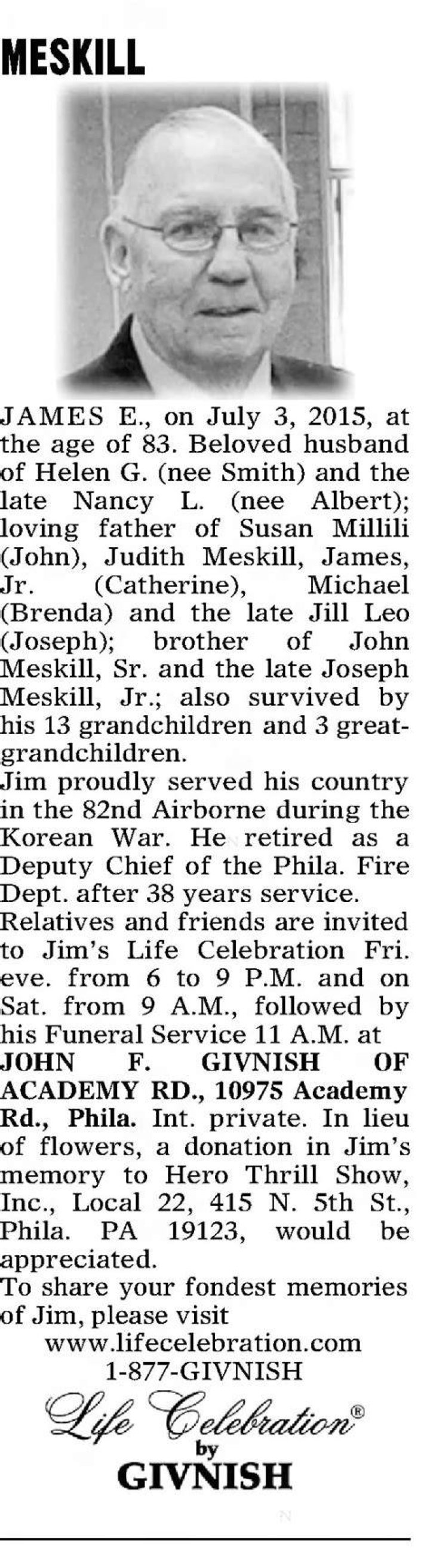 Obituary of James Joseph Meskill Sr. Hoyt Funeral Home and Cremat...
