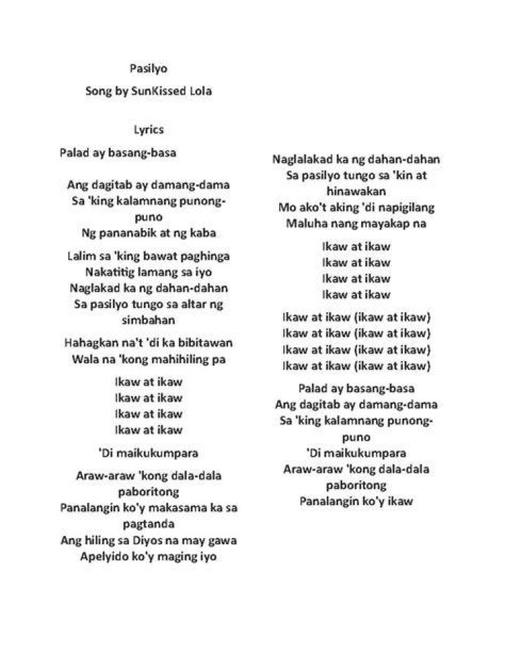 Pasilyo this just a lyrics Pasilyo Song by SunKissed Lola Lyrics