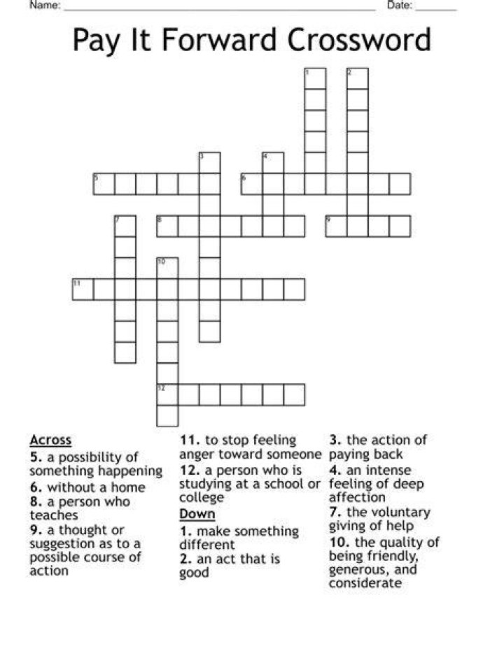 Pay Back Crossword WordMint