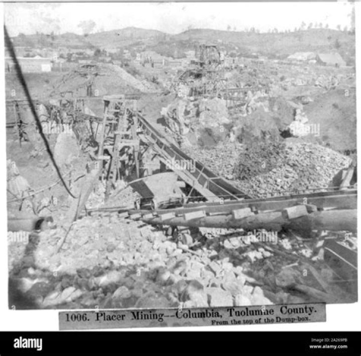 Placer Mining in Columbia, Tuolumne County, California. The Rocker