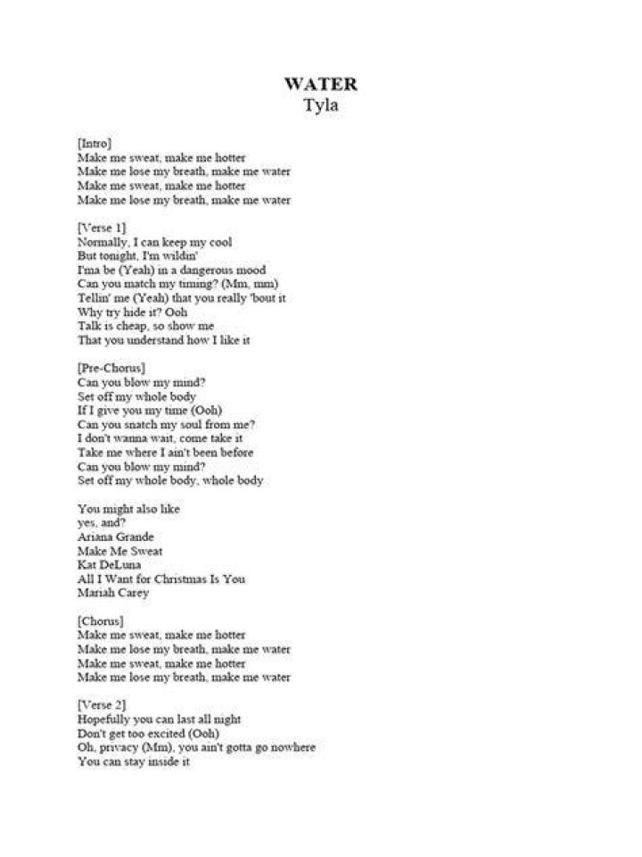 Tyla Water (Lyrics / Paroles)